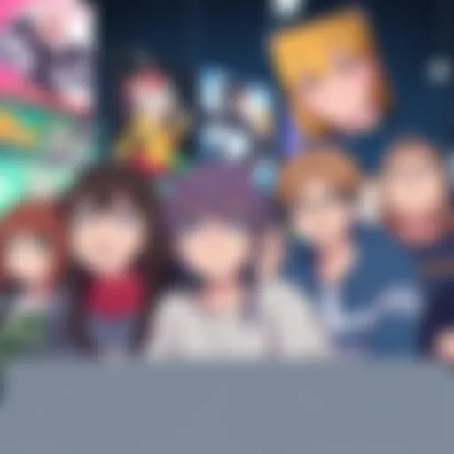 A group of anime fans looking frustrated while watching a show together, with anime posters in the background