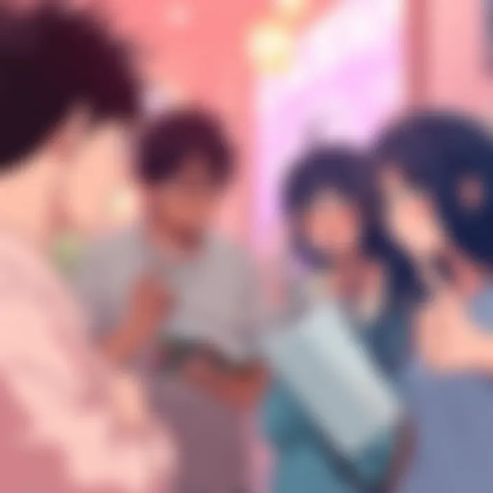 A group of anime fans expressing their frustration over Gauche's character, with one holding a manga and another showing a thumbs down.