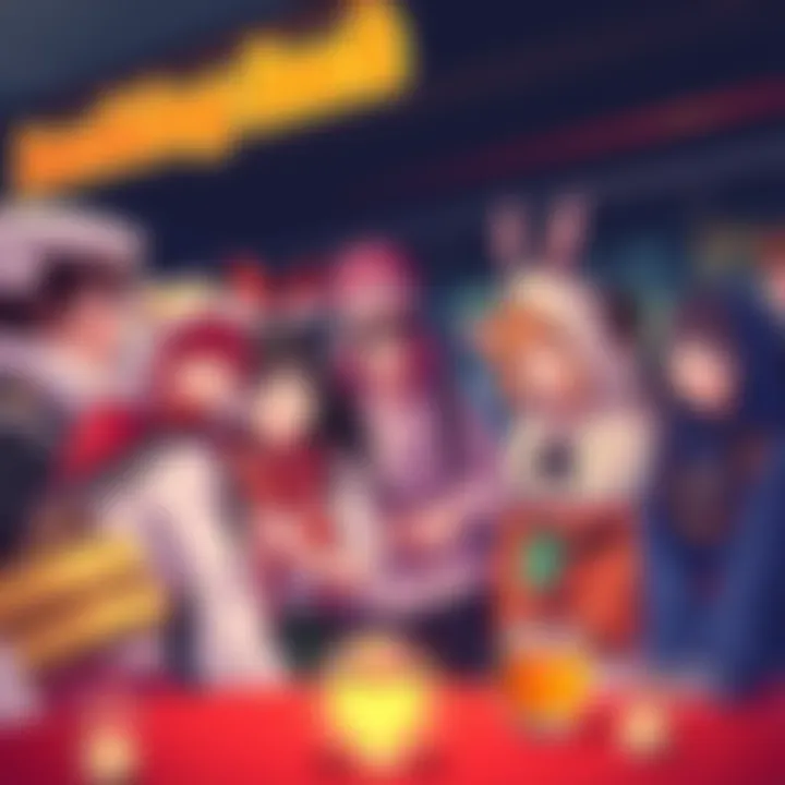 A group of anime fans dressed as their favorite characters, enjoying a lively gathering with smiles and camaraderie.