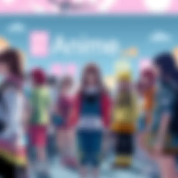 A group of people dressed in colorful anime-inspired outfits at a community event, showcasing various styles influenced by popular anime characters.