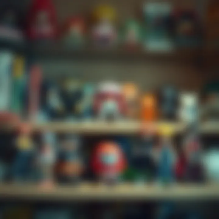 A collection of various anime figures displayed on a shelf, showcasing different characters and styles, with one figure being larger than the others.