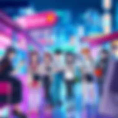 A vibrant collage of anime characters interacting in real-life scenarios, reflecting fashion and social trends inspired by anime.