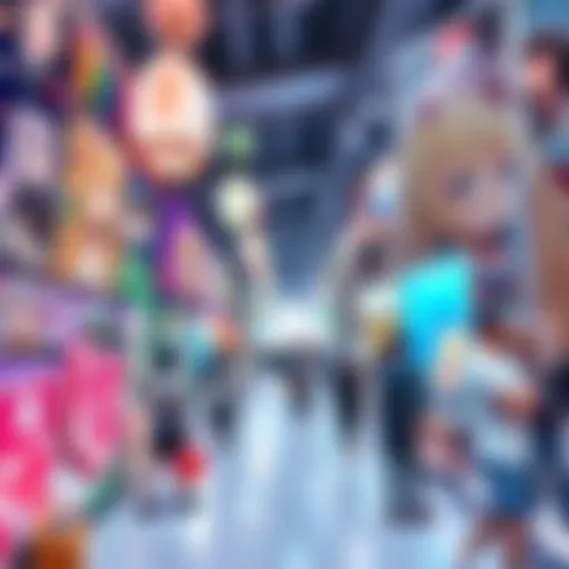 A vibrant collage showing anime artwork, memes, and people interacting at an anime-themed event, illustrating the connection between anime and real life.