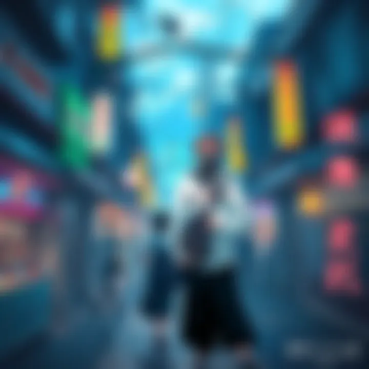 A blend of anime characters and real-life scenes, showing the impact of animation on culture and trends.