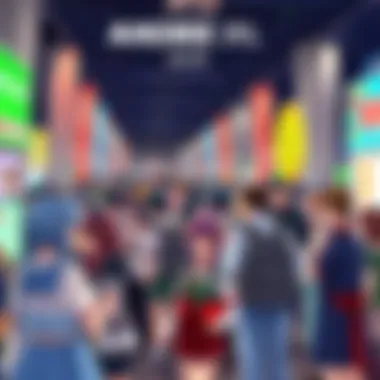 A large group of anime fans dressed as their favorite characters at a real-life event, enjoying activities together and sharing their love for anime.