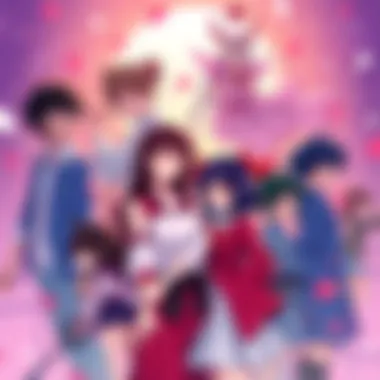 A colorful illustration showing a variety of anime characters from romance and horror genres, attracting K-drama fans.