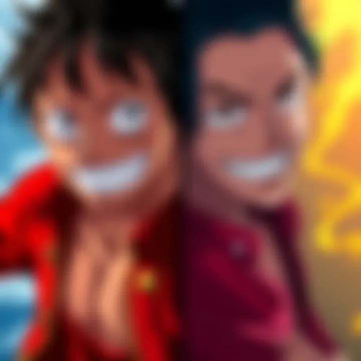 A side-by-side comparison of anime Luffy and live-action Luffy, highlighting differences in character design and expression.