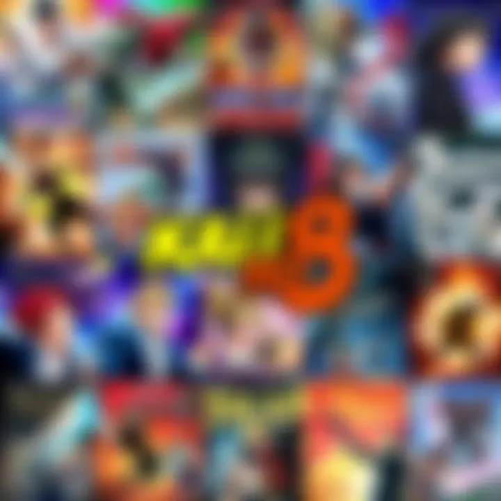 A colorful collage of anime and manga covers featuring action-packed scenes and characters similar to Kaiju no 8