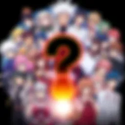 A collage of popular anime and manga characters with a question mark indicating their completion status.