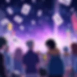 Anime fans discussing their favorite openings with Flyers from Death Parade featured prominently