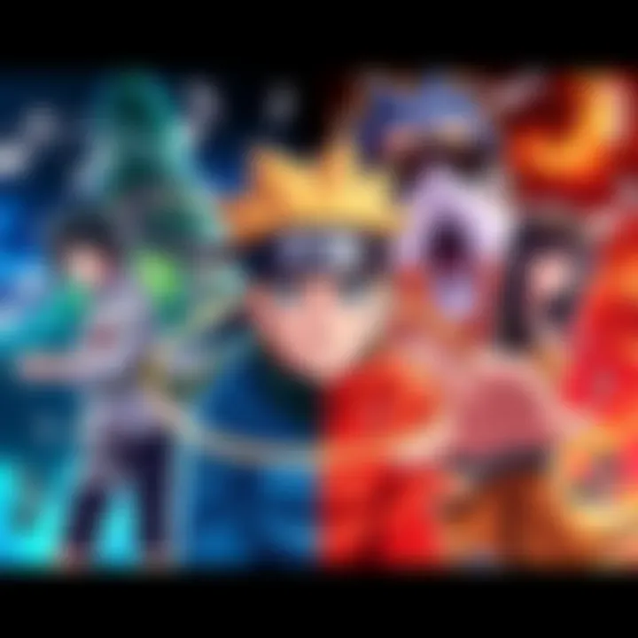 Anime Openings and Endings Colorful collage of characters from Naruto and Re:Zero with music notes around them, representing iconic anime openings and endings