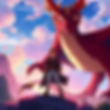 A hero stands proudly beside a friendly dragon in a vibrant landscape, showcasing their bond and adventure.