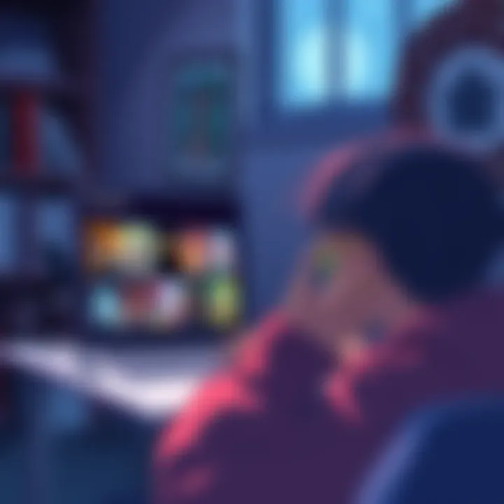 A person looking at a laptop screen displaying various anime titles on Crunchyroll, with excitement for new series after watching SPY X FAMILY CODE: White