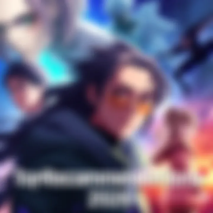 A collage of popular anime characters from Jujutsu Kaisen, Attack on Titan, and Death Note with vibrant backgrounds.