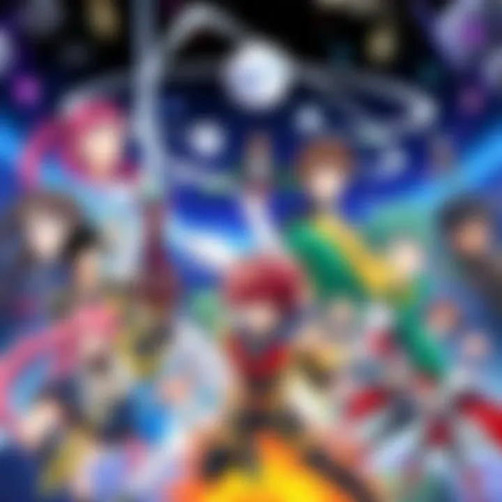 A colorful collage of various anime characters and scenes, reflecting diverse genres and styles, symbolizing the journey after Gurren Lagann.