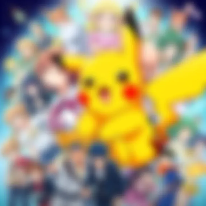 A colorful collage of popular anime characters including Pikachu from Pokémon, showcasing beginner-friendly titles,