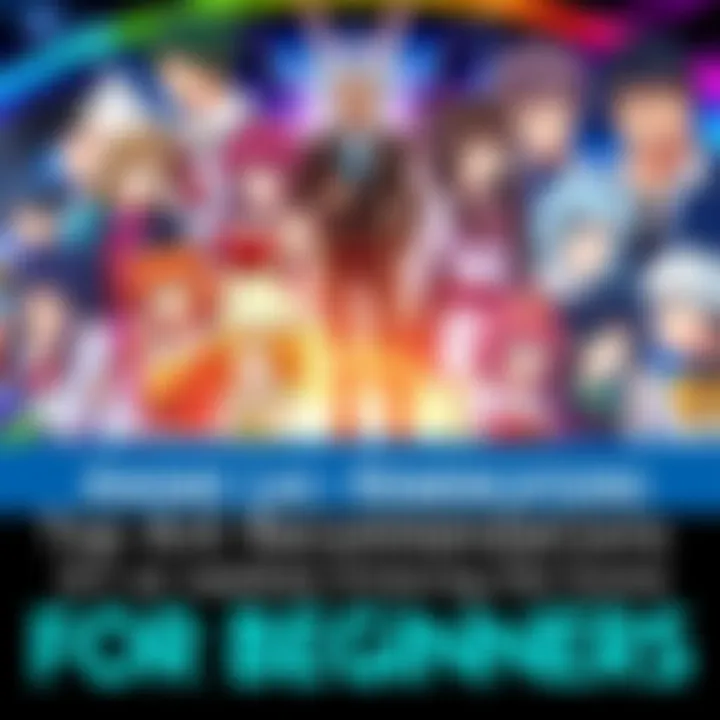 Anime Recommendations for Beginners A colorful collection of popular anime characters from various series appealing to newcomers, showcasing diverse genres and styles.
