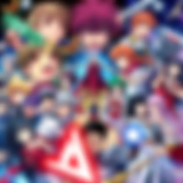 A collage of various popular anime characters and scenes from different genres, showcasing action, adventure, and fantasy, excluding ecchi content.