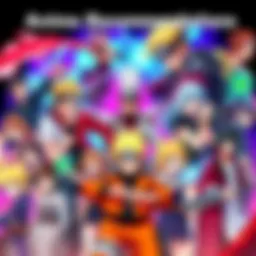 A colorful collage of popular anime characters from series like Naruto and Demon Slayer, showcasing their unique styles and powers.