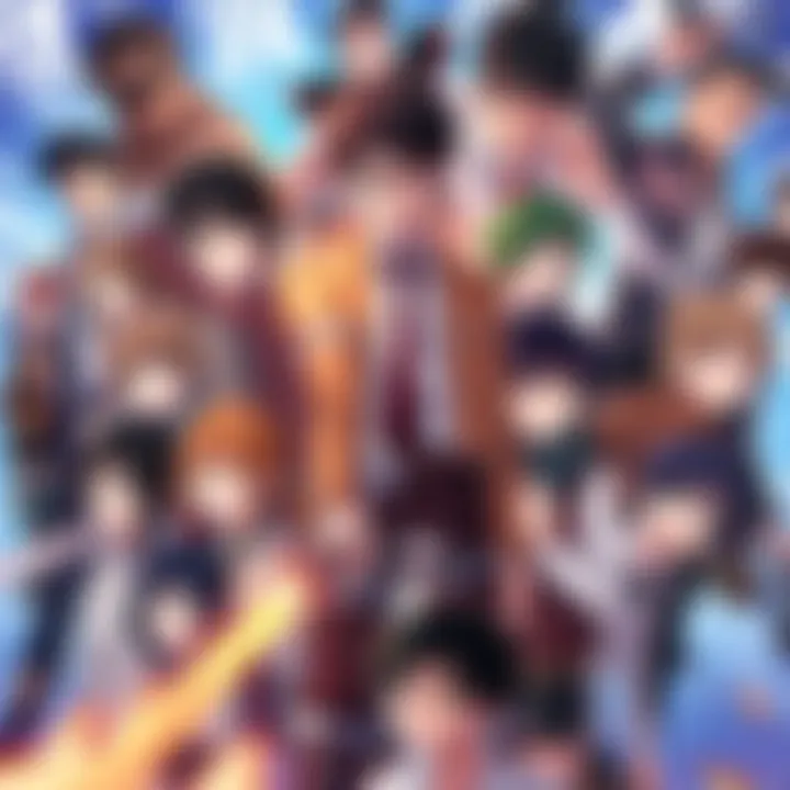 A collage of popular anime characters including those from Attack on Titan and Death Note, inviting viewers to explore new series.