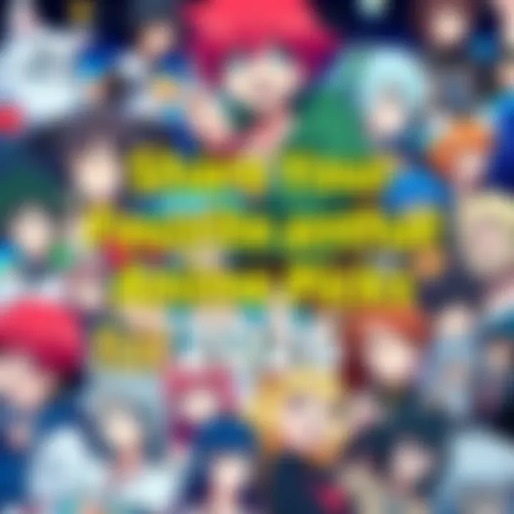 A colorful collage of popular anime characters from various series, encouraging viewers to share their favorites.