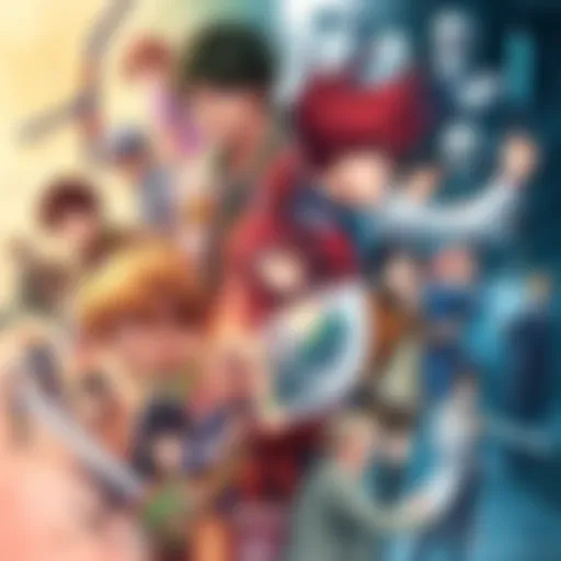 A vibrant collage of popular anime series including characters from Attack on Titan, Death Note, Chainsaw Man, and Edgerunners, showcasing diverse styles and action scenes.