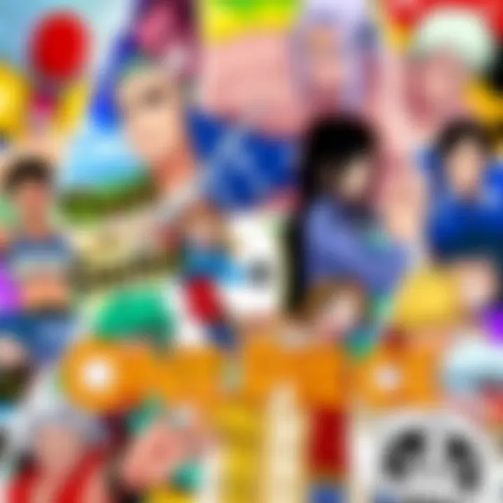 Anime Recommendations for One Piece Fans A colorful collage of popular anime characters from various series, showcasing different genres like adventure, fantasy, and action, appealing to new anime fans.