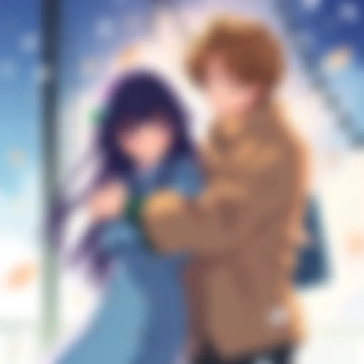 Two anime characters embrace their parents in a heartfelt reunion scene, showing joy and emotional connection.