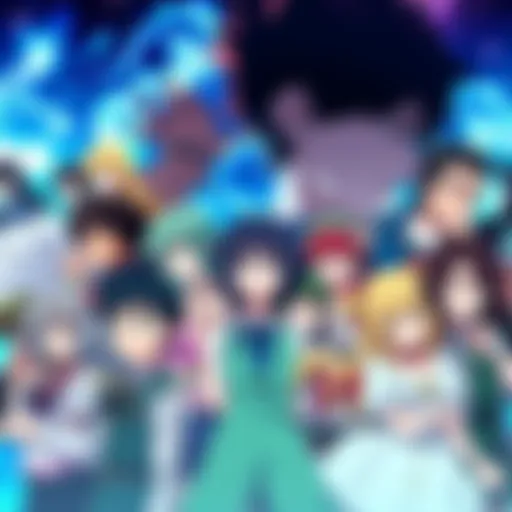 A vibrant collage of characters from various anime series similar to Link Click and Steins Gate, showcasing their unique styles and themes.