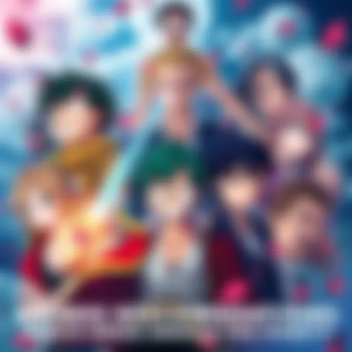 Anime Series Recommendations Colorful collage of popular anime characters from My Hero Academia, One Piece, and Death Note