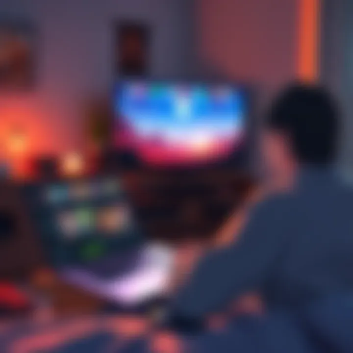 Person watching anime on a laptop with a bright screen and data settings adjusted