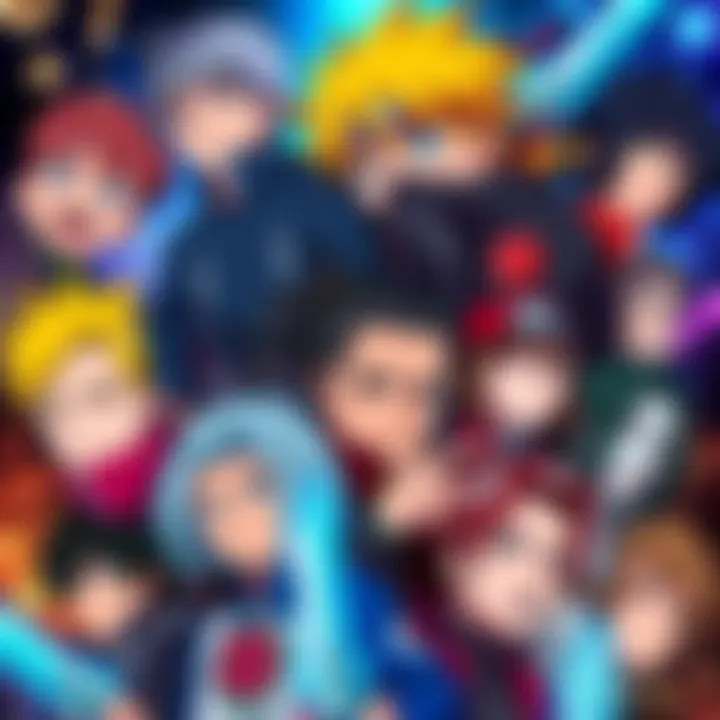 A collage of anime characters from lesser-known series, appealing to fans of Naruto and Death Note, showcasing diverse art styles and themes.