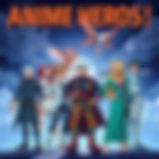 A group of diverse anime characters standing together, showcasing strong bonds and ready for battle, highlighting friendship and teamwork.