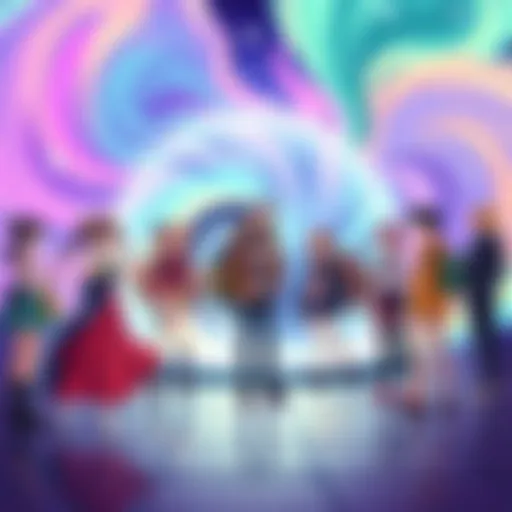 Anime Characters Traveling Through Time A group of anime characters in vibrant outfits standing at a time portal with swirling colors, representing the concept of time travel in various anime series.