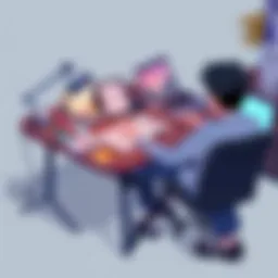 A person sitting at a desk with notes and a laptop, organizing their anime watching habits and tracking shows.