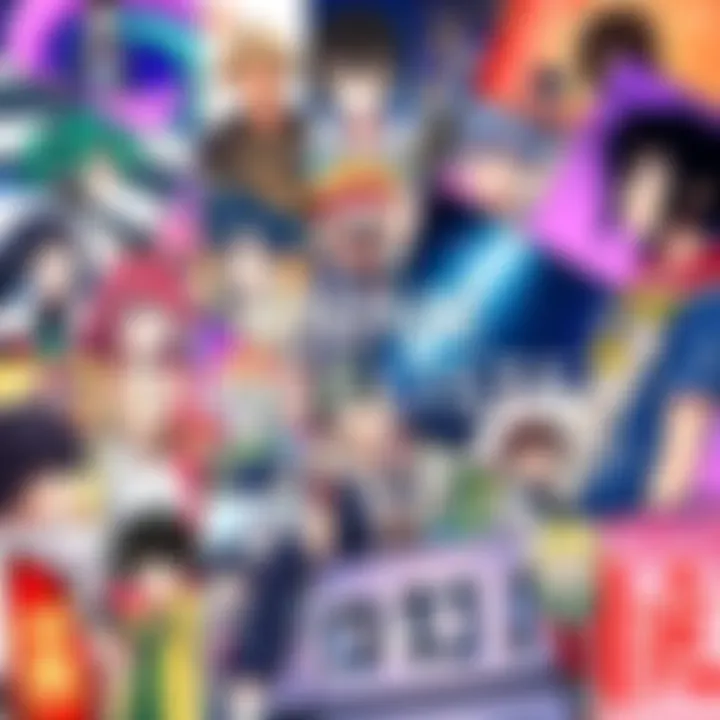 A colorful collage of popular anime series featuring characters and scenes from various genres.