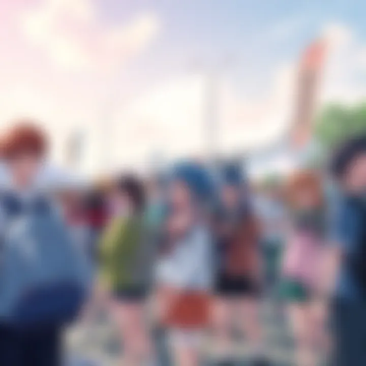 A group of young people dressed as anime characters at a lively outdoor event, showcasing their unique styles and community spirit.