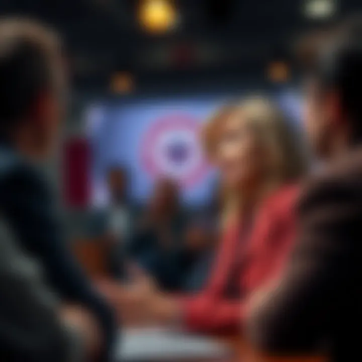 Annie Leonhart in a heated debate Annie Leonhart passionately defending her views while facing critics in a tense atmosphere