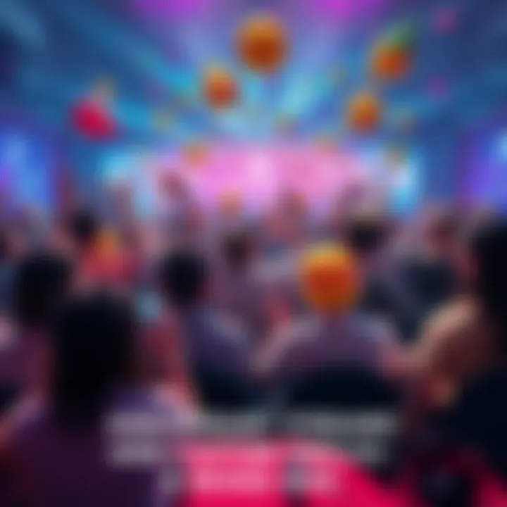 A lively online stream featuring fans celebrating five years with colorful graphics and emoticons, showcasing excitement and mixed feelings about the loss of custom emojis.