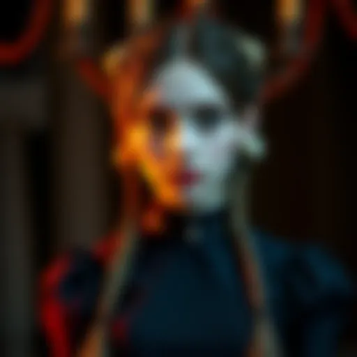 Anya dressed as Wednesday Addams with her signature dark dress and braided hair, showcasing her iconic look