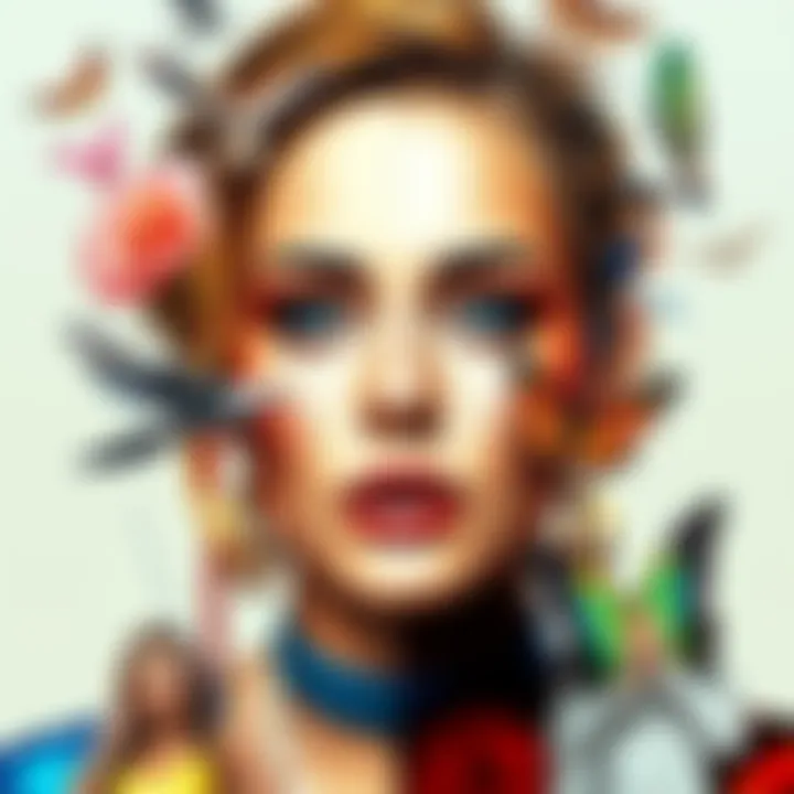 A colorful collage featuring Anya, showcasing various artistic styles and expressions, appealing to viewers online.