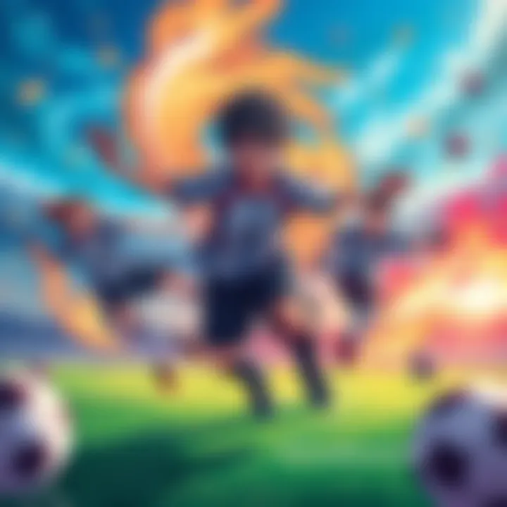 Aoashi Season 2 Teaser Visual A dynamic soccer scene featuring characters from Aoashi Season 2, showcasing action and excitement, with a vibrant background hinting at the upcoming season.