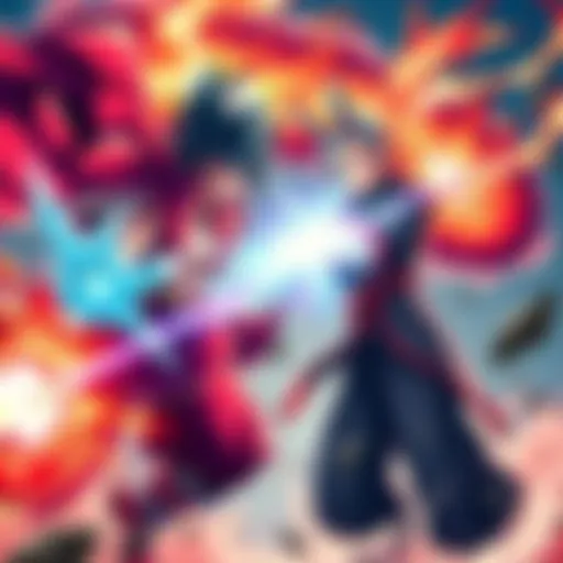 Aoi Todo and Mr. Satan battle fiercely, showcasing their unique powers in a dynamic fight scene.