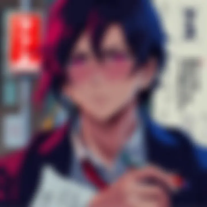 Portrait of Araki at age 33 with notes and sketches related to Kira's character