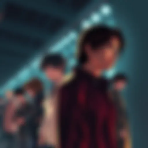 A visual representation showing characters from Araki's series in various stages of development, with flashback scenes highlighted.