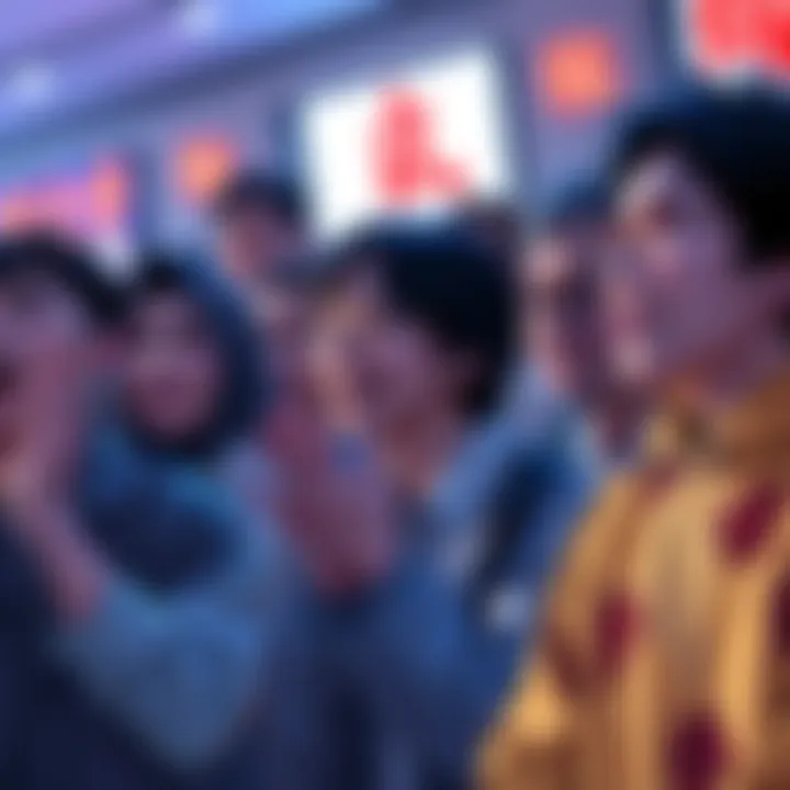 Fans reacting with excitement to Araki's latest work, showing expressions of surprise and joy at a community event