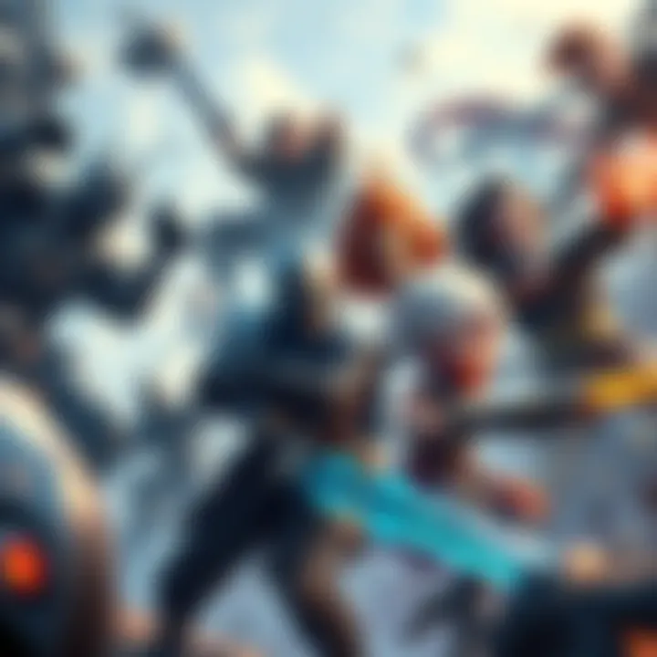 A group of diverse characters from Arknights engaged in a battle scene, showcasing their unique abilities and expressions