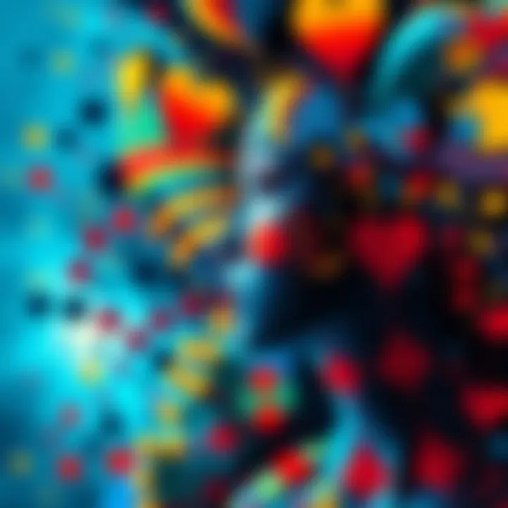 Colorful abstract artwork showing emotions and vivid patterns.