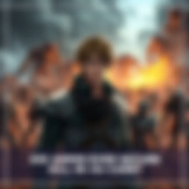 Armin strategizing in battle Armin stands with a determined expression, planning his next move in front of a battlefield filled with Titans, showcasing his strategic mindset.