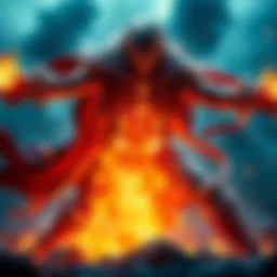 A depiction of Armin transforming into a Titan during the Rumbling, showcasing the intense moment and the figure giving birth to this transformation.